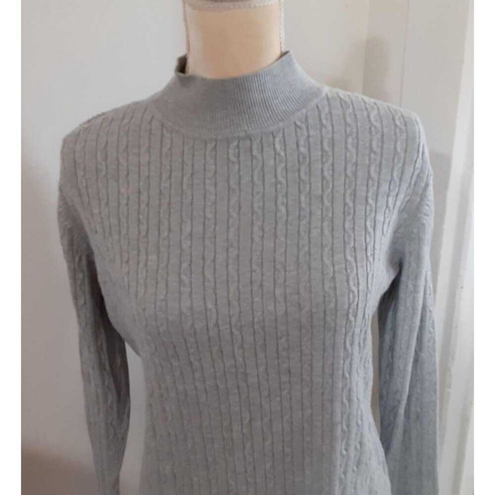 Classic Elements Light Gray Mock Turtleneck Cable… - image 2